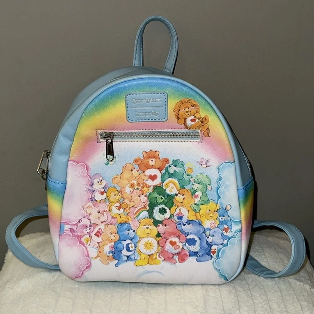 Loungefly faux leather whimsical Care Bears mini backpack purse